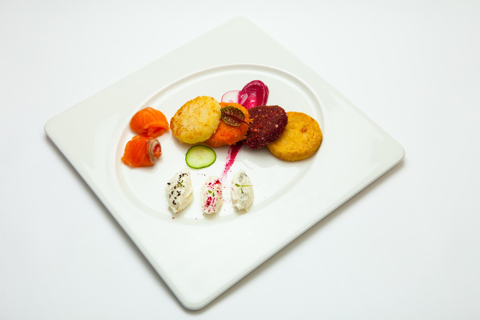 plated appetizer with seasonal garnish
